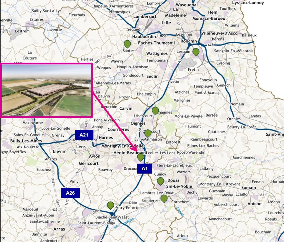 Entrepôt classe a Hénin-Beaumont 83405m² Location entrepôt classe a Hénin-Beaumont Pas-de-Calais OLLOG2106221 1